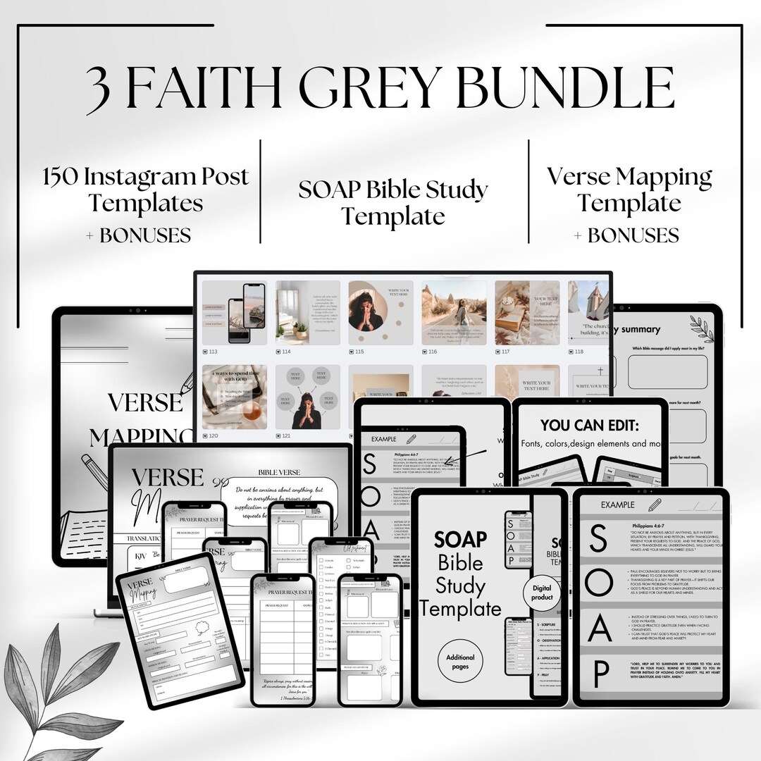 Christian Faith Bundle Instagram Post Templates Editable Verse Mapping ...