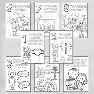 Páginas para colorear de los Diez Mandamientos, hojas de actividades cristianas para niños, páginas para colorear editables para la escuela dominical, versículos bíblicos para colorear imagen 7
