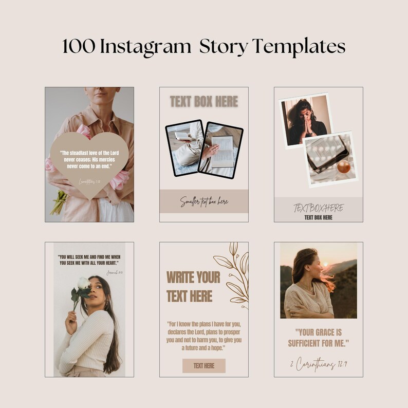 200 Christian Instagram Post and Story Templates Beige Faith Instagram ...