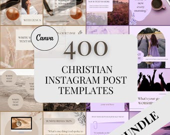 400 Christian Instagram Post Templates Bundle Beige Purple Faith Instagram Templates Editable Templates Christian Social Media Templates