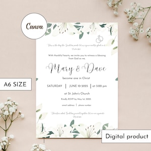 Editable Christian Wedding Invitation Template Printable Canva Template Instant Download Church Wedding Invitation Bible Verse Wedding