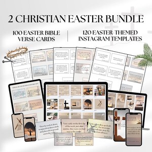 Pacote de Páscoa Cristão Modelos de Postagens do Instagram Modelos de Histórias Editáveis do Instagram Cartões de Versículos Bíblicos de Páscoa para Imprimir Versículos da Semana Santa