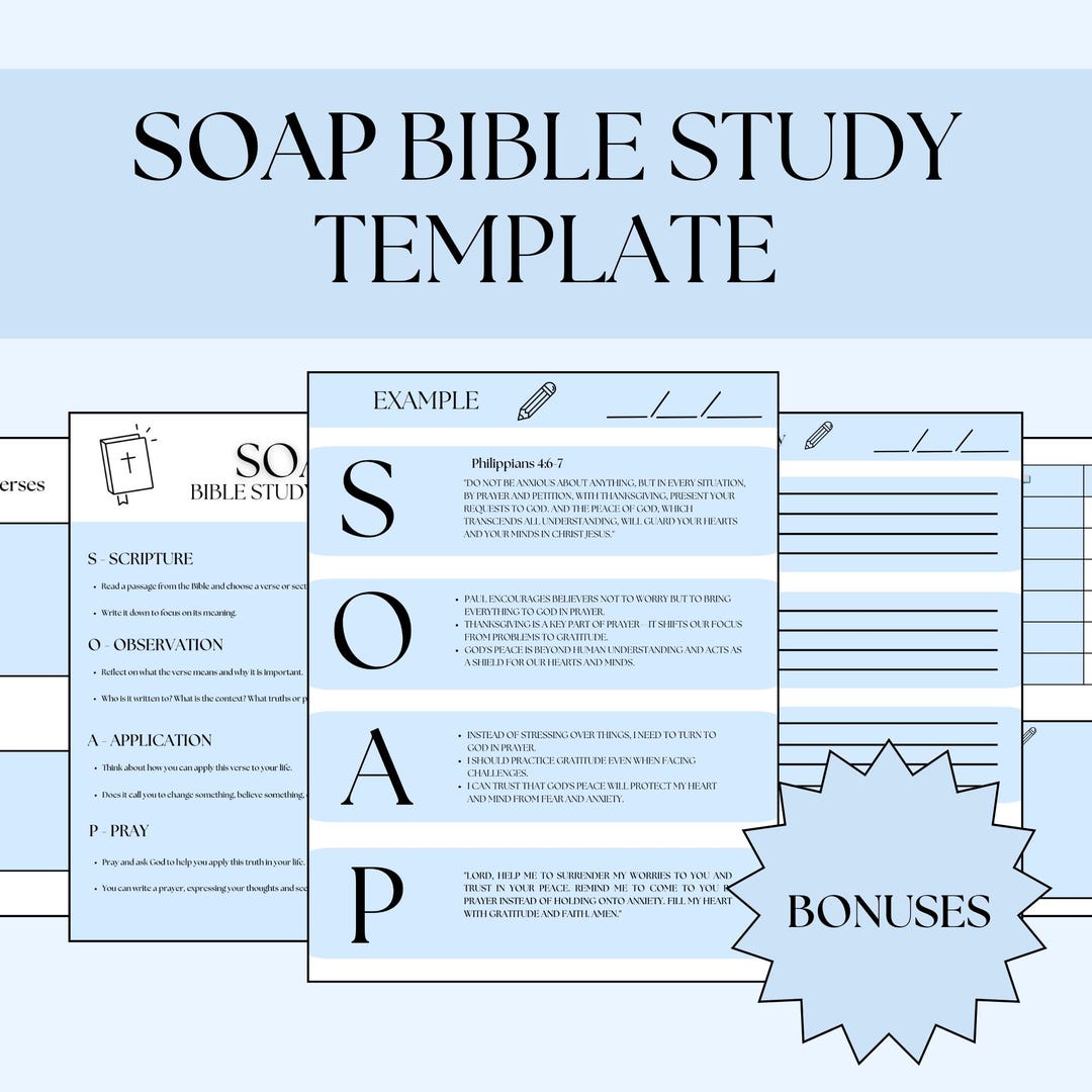 SOAP Bible Study Template Blue Christian Journal Editable Digital Bible ...
