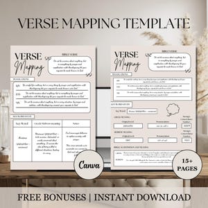 Bible Verse Mapping Template: Digital Bible Study Journal (Canva Editable)