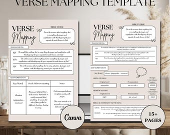 Bible Verse Mapping Template: Digital Bible Study Journal (Canva Editable)