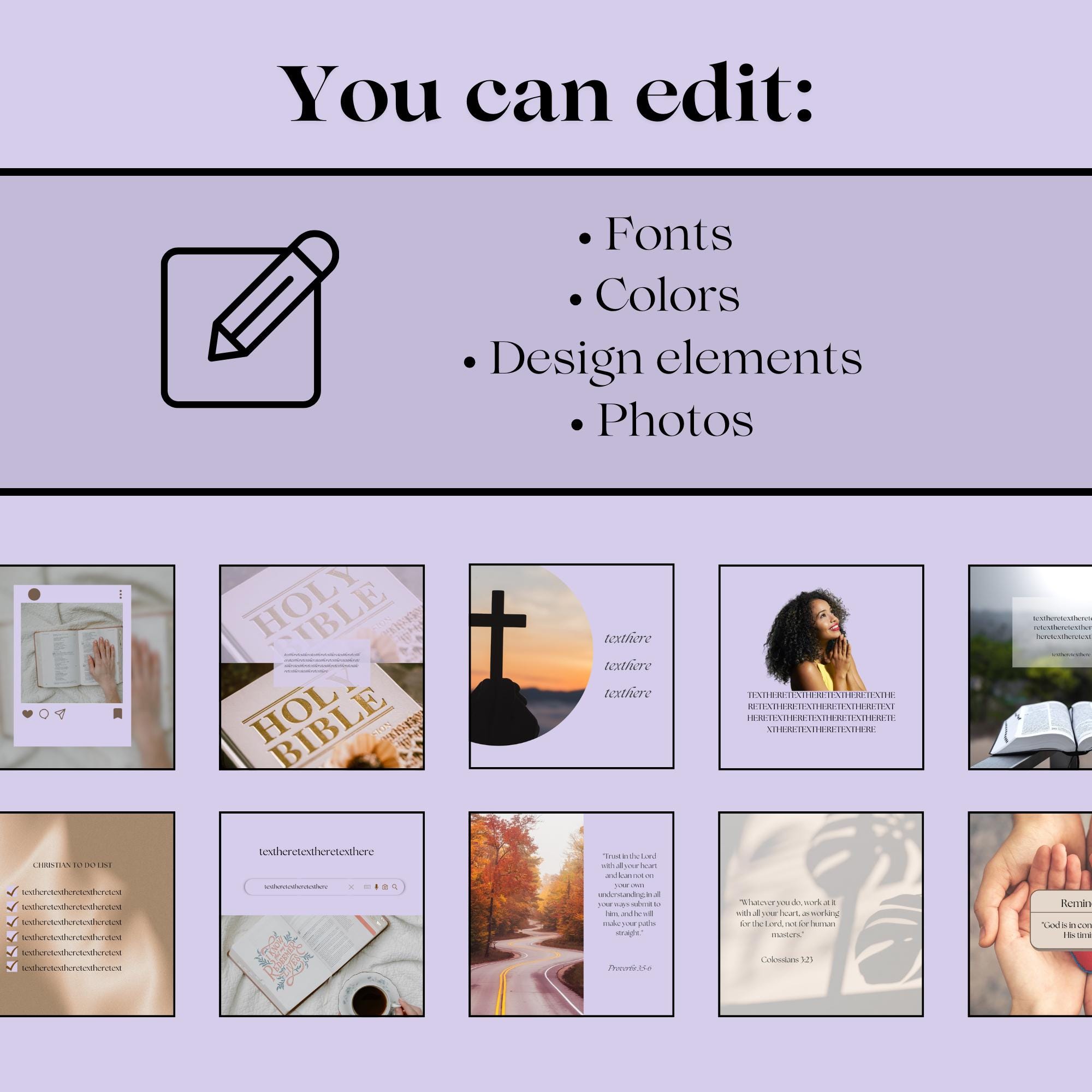 100 Lavender Christian Instagram Post Templates Faith Instagram ...