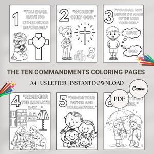 Ten Commandments Coloring Pages Printable Christian Kids Activity Sheets Editable Sunday School Coloring Pages Bible Verse Coloring