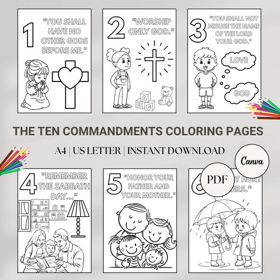Ten Commandments Coloring Pages Printable Christian Kids Activity Sheets Editable Sunday School Coloring Pages Bible Verse Coloring