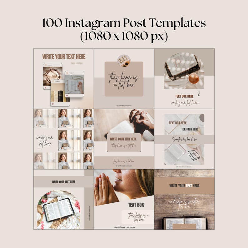 200 Christian Instagram Post and Story Templates Beige Faith Instagram ...