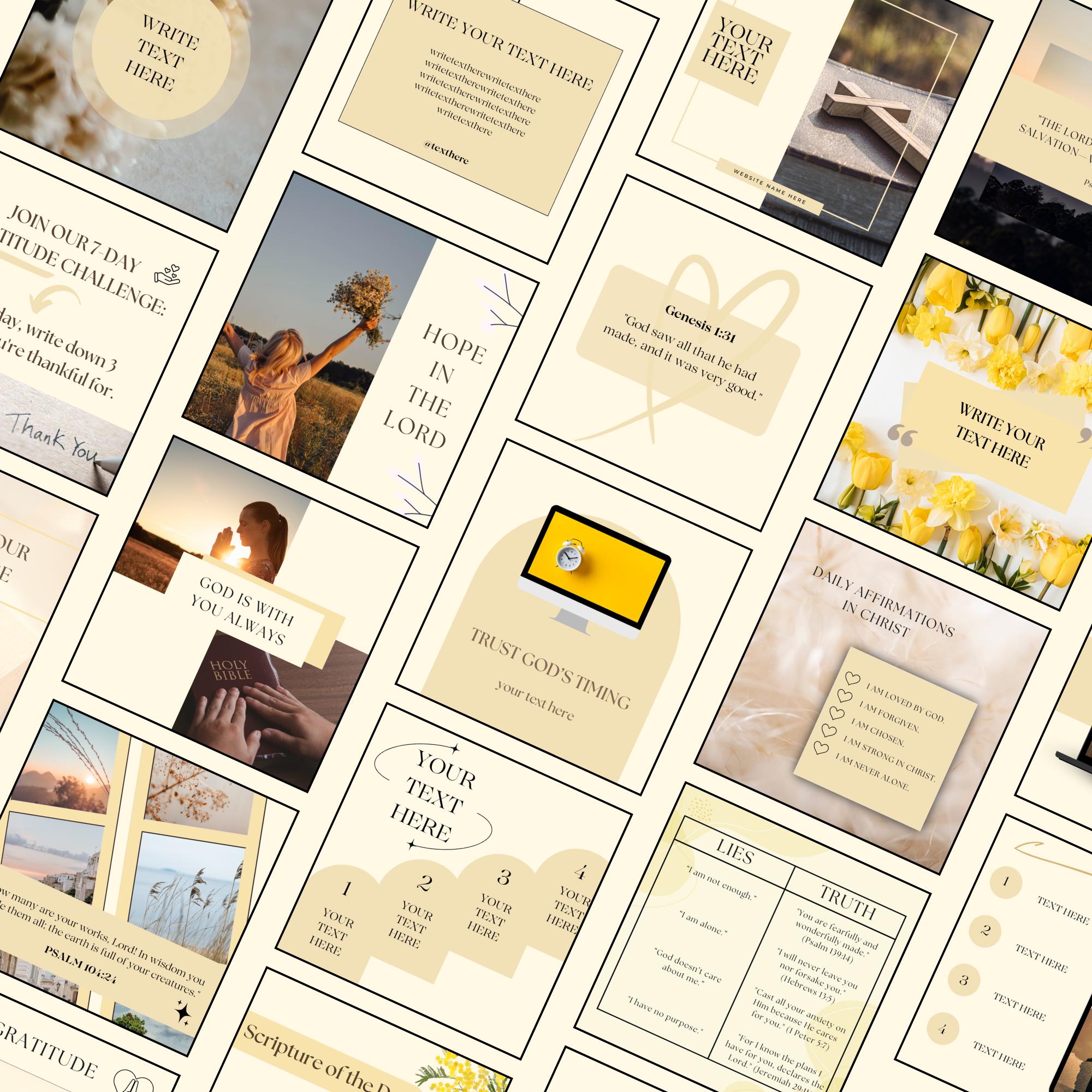 200 Christian Instagram Post Templates Yellow Faith Instagram Templates ...