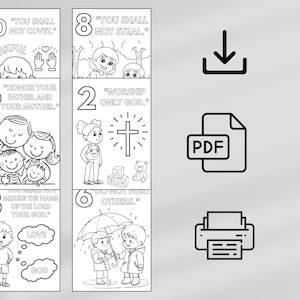 Páginas para colorear de los Diez Mandamientos, hojas de actividades cristianas para niños, páginas para colorear editables para la escuela dominical, versículos bíblicos para colorear imagen 4