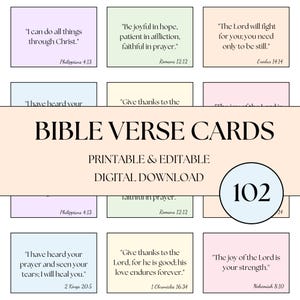 102 Cartões de Versículos Bíblicos Pastel Escrituras Bíblicas Diárias Cartões de Versículos Bíblicos Imprimíveis Cartões de Versículos Bíblicos Inspiradores Editáveis Download Instantâneo