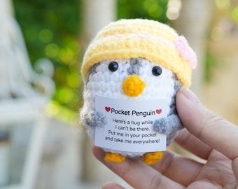 100%Handmade Knitted Penguin, Crochet Amigurumi Pattern, Gift to Kids, Coworker Leaving Gift, Desk Decor, Gift for Him,  House Warming Gift