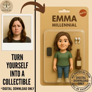 Overwhelmed Millennial Actionfigur – Lustiges digitales Porträt – Angstausgabe - Digitaler Download