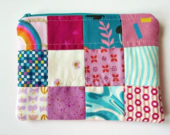 Summer Sun Patchwork Pouch, Sweet Little Makeup Pouch- No. 10