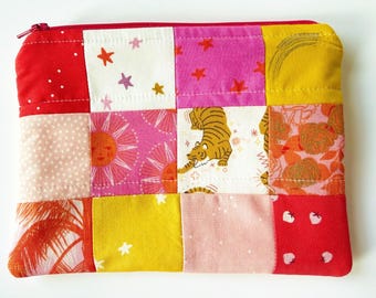 Summer Sun Patchwork Pouch, Sweet Little Makeup Pouch- No. 13