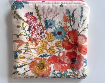 Pochette zippée rembourrée florale : maquillage, médicaments et accessoires