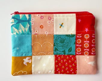 Summer Sun Patchwork Pouch, Sweet Little Makeup Pouch- No. 5