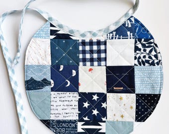 Bavoir Heirloom Patchwork - N° 48 En Bleu Marine