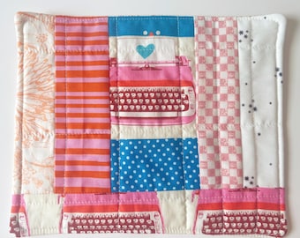 Tapis mug matelassé patchwork : sous-bock en coton de créateur