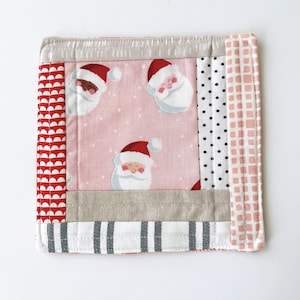 Patchwork Santa Mug Rug: Holiday Coffee Coaster