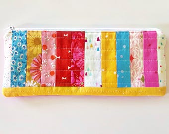 Patchwork Pencil Pouch: Quilted Cotton Makeup Bag