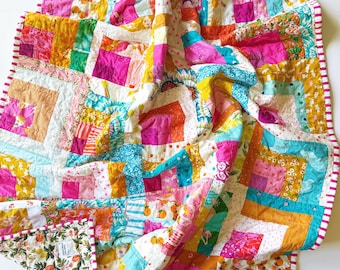 Patchwork Baby Quilt: Hibiscus Beach  No.241
