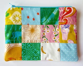 Summer Sun Patchwork Pouch, Sweet Little Makeup Pouch- No. 8