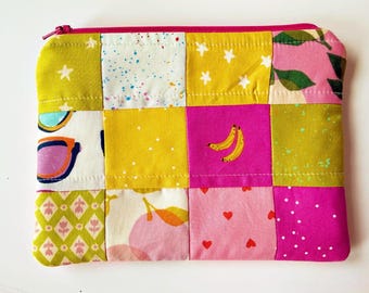 Summer Sun Patchwork Pouch, Sweet Little Makeup Pouch- No. 11