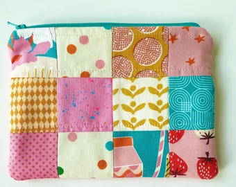 Summer Sun Patchwork Pouch, Sweet Little Makeup Pouch- No. 12
