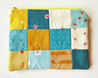 Summer Sun Patchwork Pouch, Sweet Little Makeup Pouch- No. 9