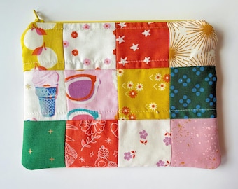Summer Sun Patchwork Pouch, Sweet Little Makeup Pouch- No. 4