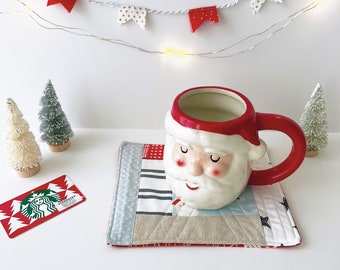 The Holiday Mug Rug, Santa Mug Rug, Holiday Coaster, Holiday Mug Rug No. 11