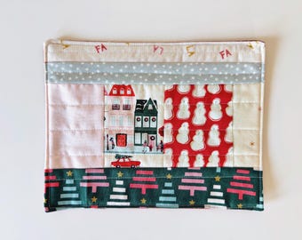 Tapis mug de Noël : sous-verre des Fêtes matelassé en patchwork, sous-verre Père Noël