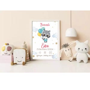 birth square, theme with birth date, balloons, birth gift, balloons