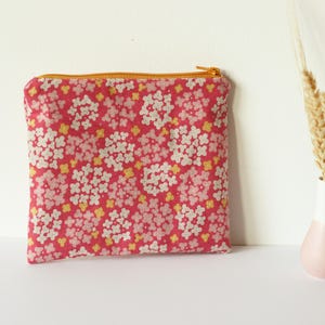 Borsa per il trucco con fiori rosa e gialli, borsa in tessuto cucita a mano, soprammobili, kit di pronto soccorso da viaggio, borsa con cerniera