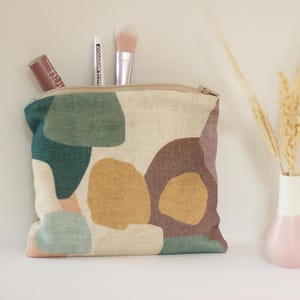 Kosmetiktasche Mauve mit bunten Kreisen, Reißverschlusstasche, Medikamententasche, Krimskrams, Aufbewahrungstäschchen, Geschenk für Freundin