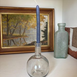 Vintage Glass Decanter Repurposed as Candle Holder – Includes Taper Candle