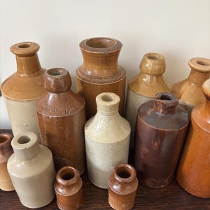 Antique Victorian Stoneware Bottles - Props or Classic Country Decor
