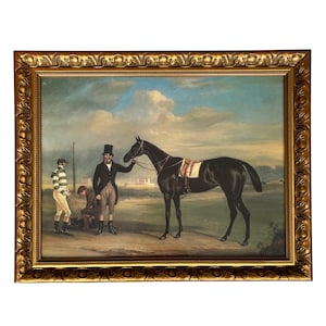 Vintage Pferderennen Lithographie nach Ferneley – Reiterdruck mit vergoldeten Rahmen