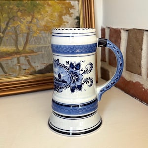Delft Pitcher – Hand-Painted, Made in Holland (c.1950s–70s) - Traditional Windmill Scene