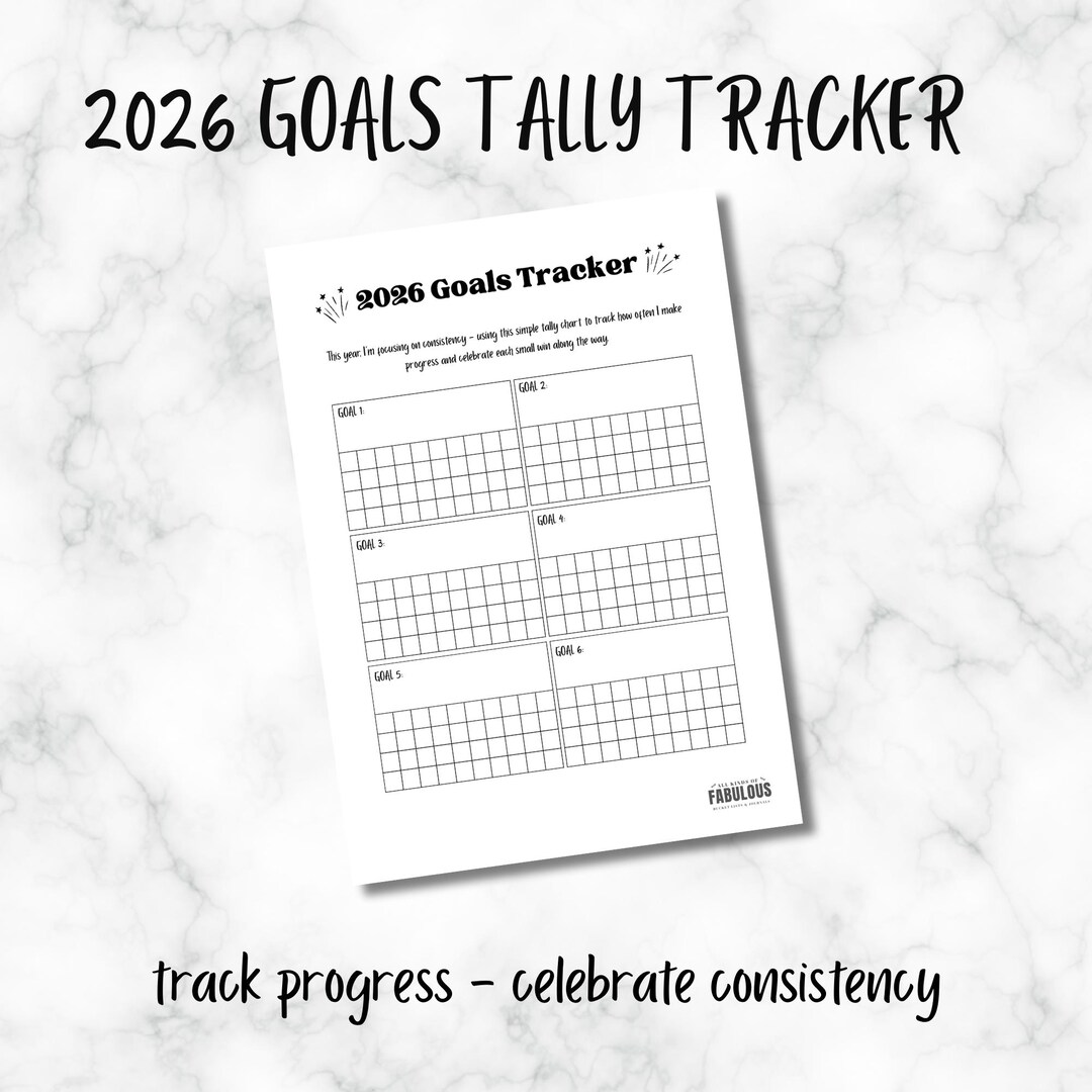 2026 Goals Tracker Printable | Tally Chart Goal Planner | One Page PDF ...
