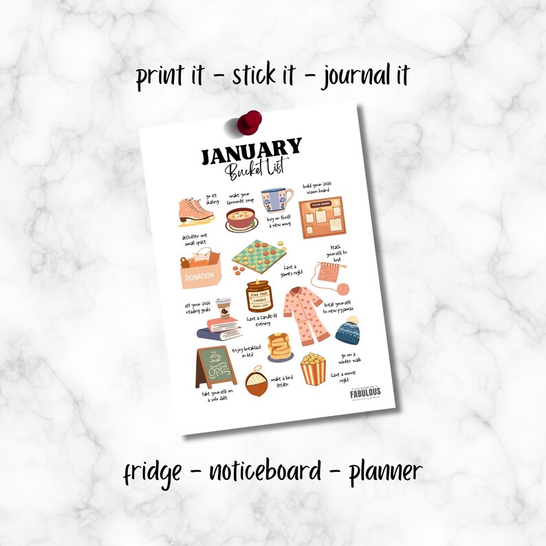January Bucket List Printable PDF | Cosy Winter Activities | Bullet ...