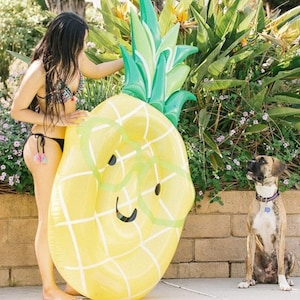 Giant Emoji Pineapple Pool Raft Inflatable Summer Floats SUMMER CLEARANCE! Great Gift! Over 4 Feet!