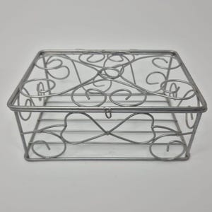 Vintage Silver Metal Wired Box: Jewelry Storage Basket