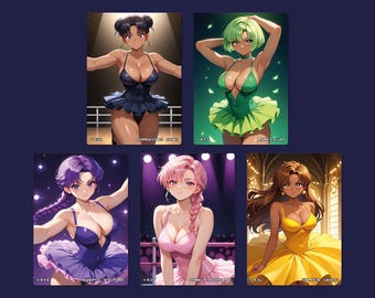 Set di carte anime sexy, 5 carte, set ballerina, olografiche o normali