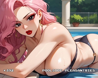Carta anime sexy, #392 Piaceri a bordo piscina, carte Waifu, TCG, olografiche