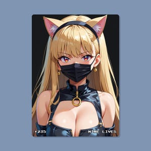 Sexy Waifu Card, #235 Nine lives, Anime Cards, Holographic, 18+, Mature