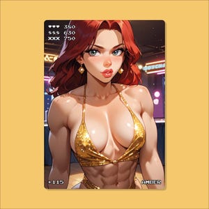 Sexy Waifu Karte, Anime Karte, #115 Amber, Holografisch, Handgemacht, 18+, Erwachsene, Erwachsene Kunst