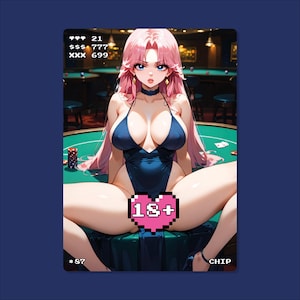 Sexy Waifu Card, Anime, #87 Chip, Olografico, Arte per adulti, fatto a mano, 18+, Maturo